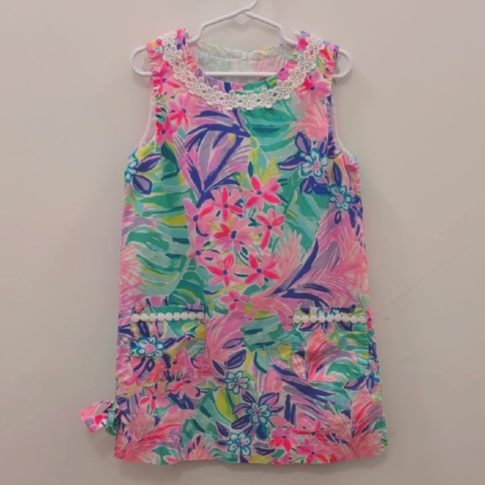 Lilly Pulitzer Pink and Green Floral Kids Dress - Picture 2 of 9